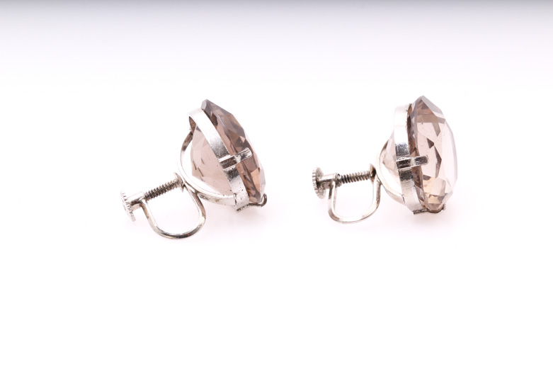 Sterling Silver and Smoky Quartz Heart Earrings