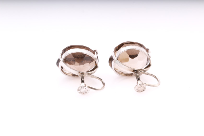 Sterling Silver and Smoky Quartz Heart Earrings