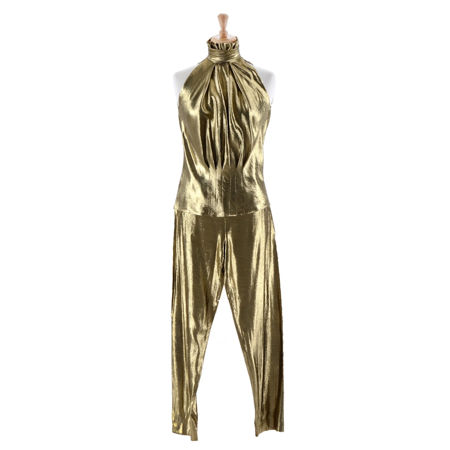 1970s Gold Lamé Ensemble Susan Wore When She Met Sammy Davis Jr.