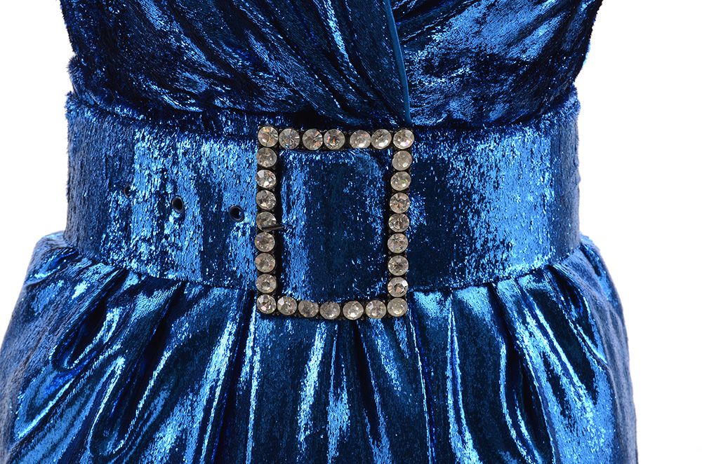 Vintage Sexy Electric Blue Metallic Lamé Evening Dress with "Exclusively for Susan Lucci" Studio Label