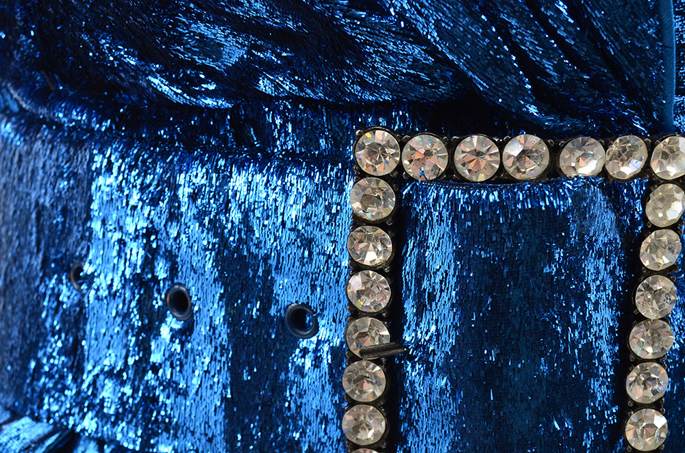 Vintage Sexy Electric Blue Metallic Lamé Evening Dress with "Exclusively for Susan Lucci" Studio Label