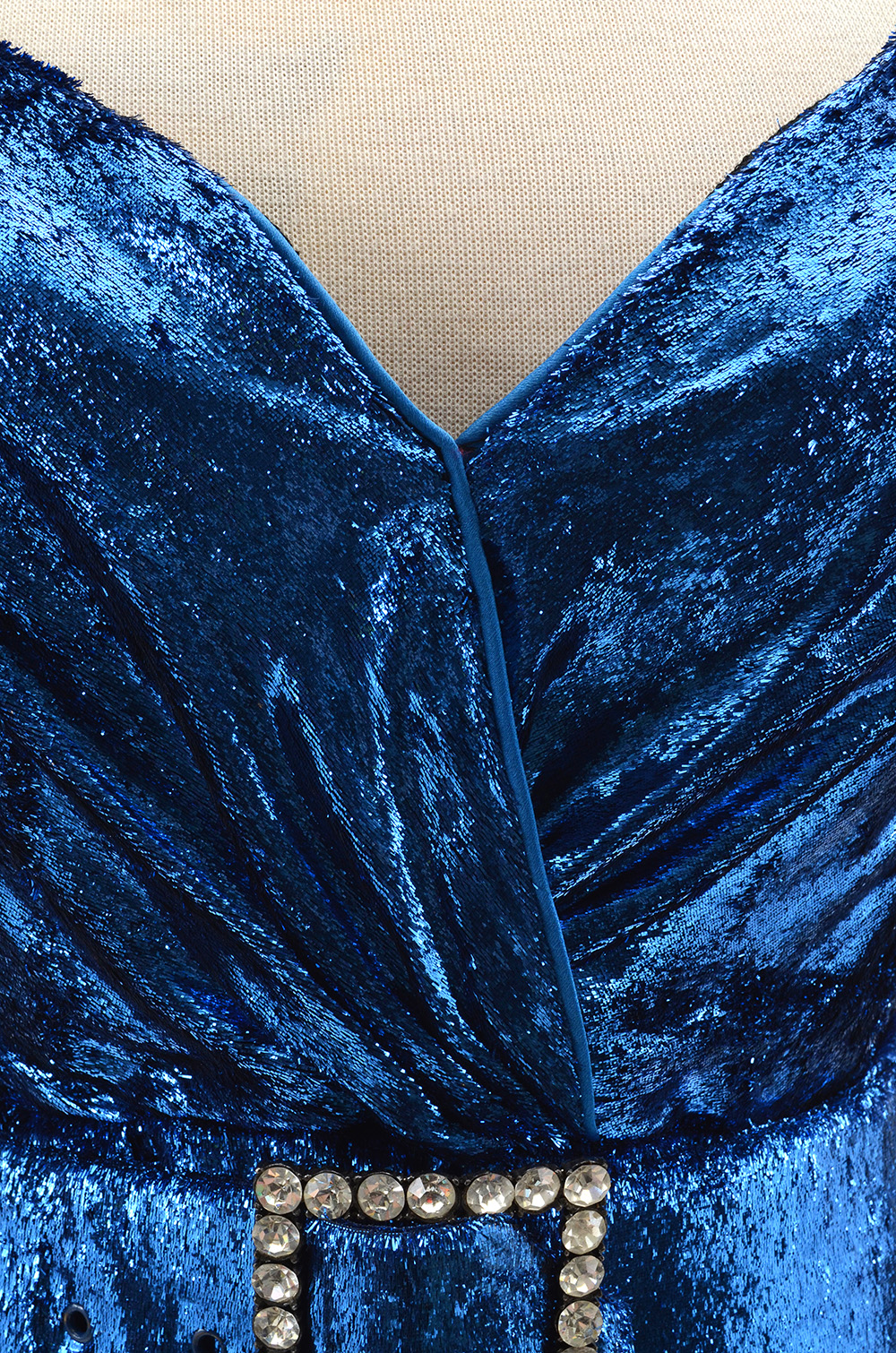 Vintage Sexy Electric Blue Metallic Lamé Evening Dress with "Exclusively for Susan Lucci" Studio Label