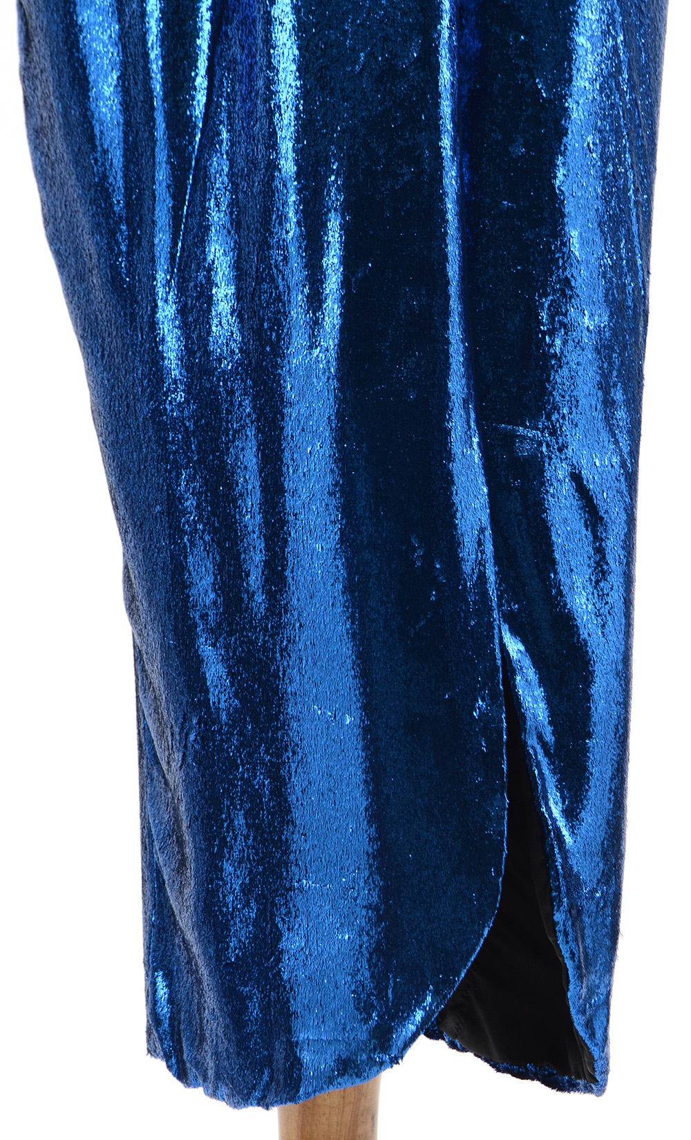 Vintage Sexy Electric Blue Metallic Lamé Evening Dress with "Exclusively for Susan Lucci" Studio Label