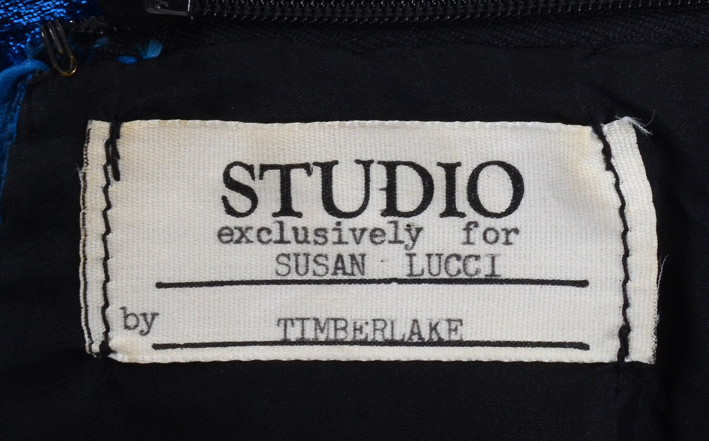 Vintage Sexy Electric Blue Metallic Lamé Evening Dress with "Exclusively for Susan Lucci" Studio Label