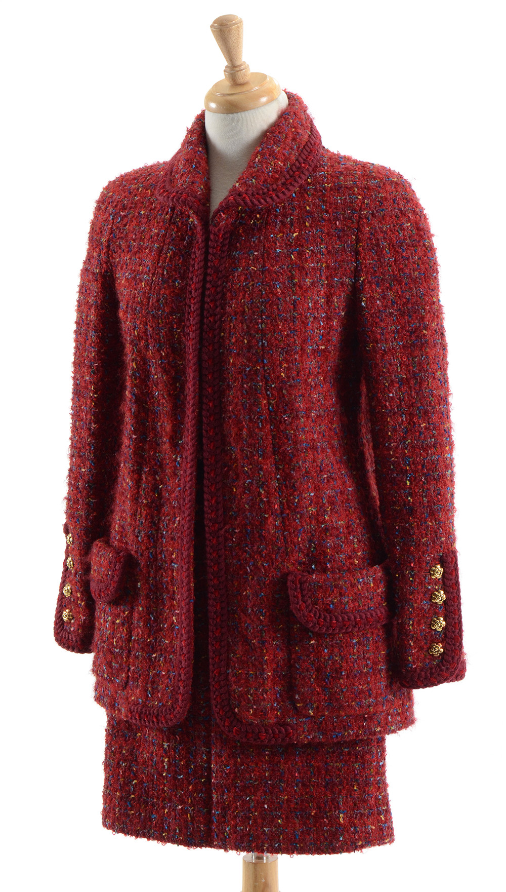 Circa 1990 Chanel Boutique Red Mohair Wool Blend and Silk Suit Susan Purchased in Paris When Filming Last Season of Dallas