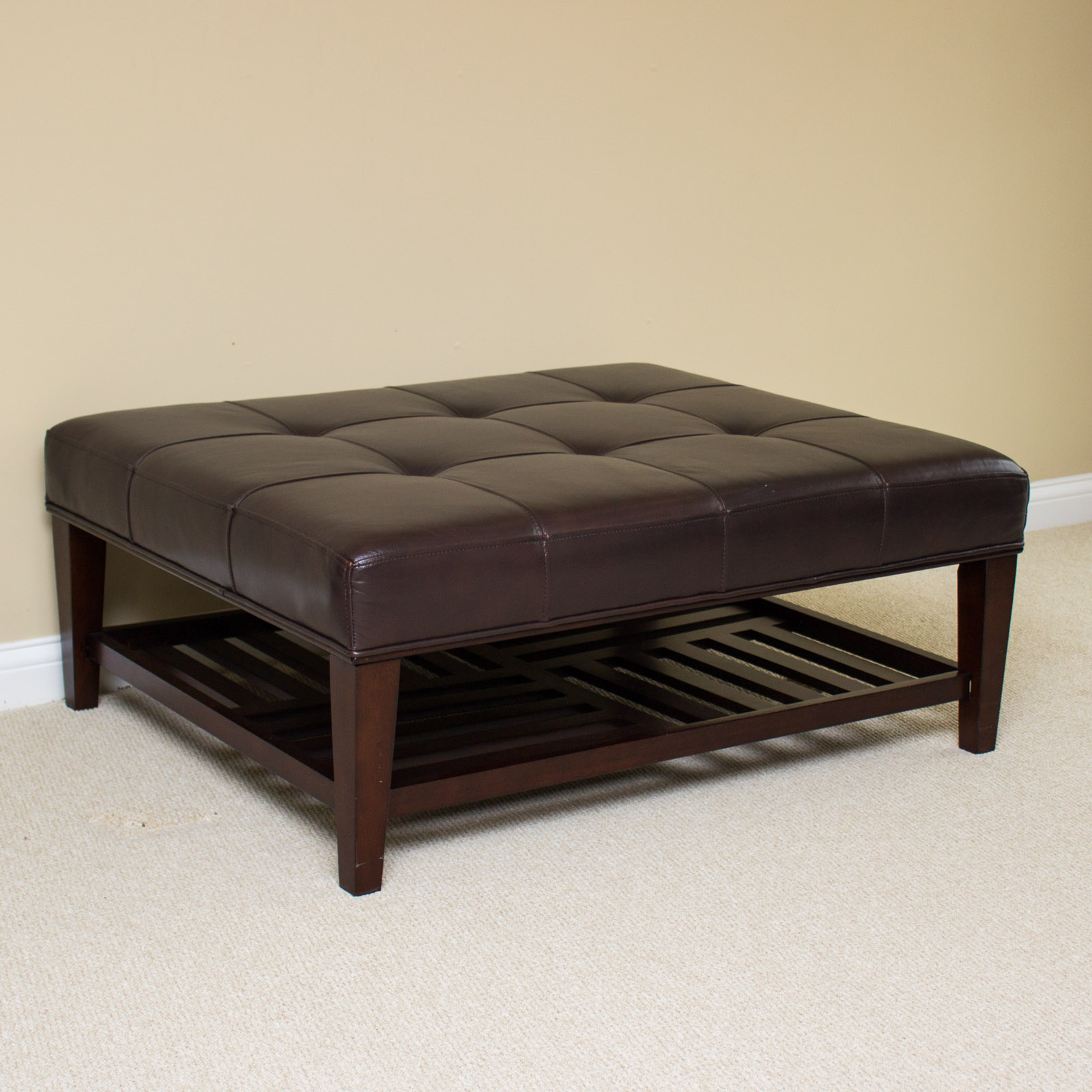 LaZBoy Brown Leather Ottoman