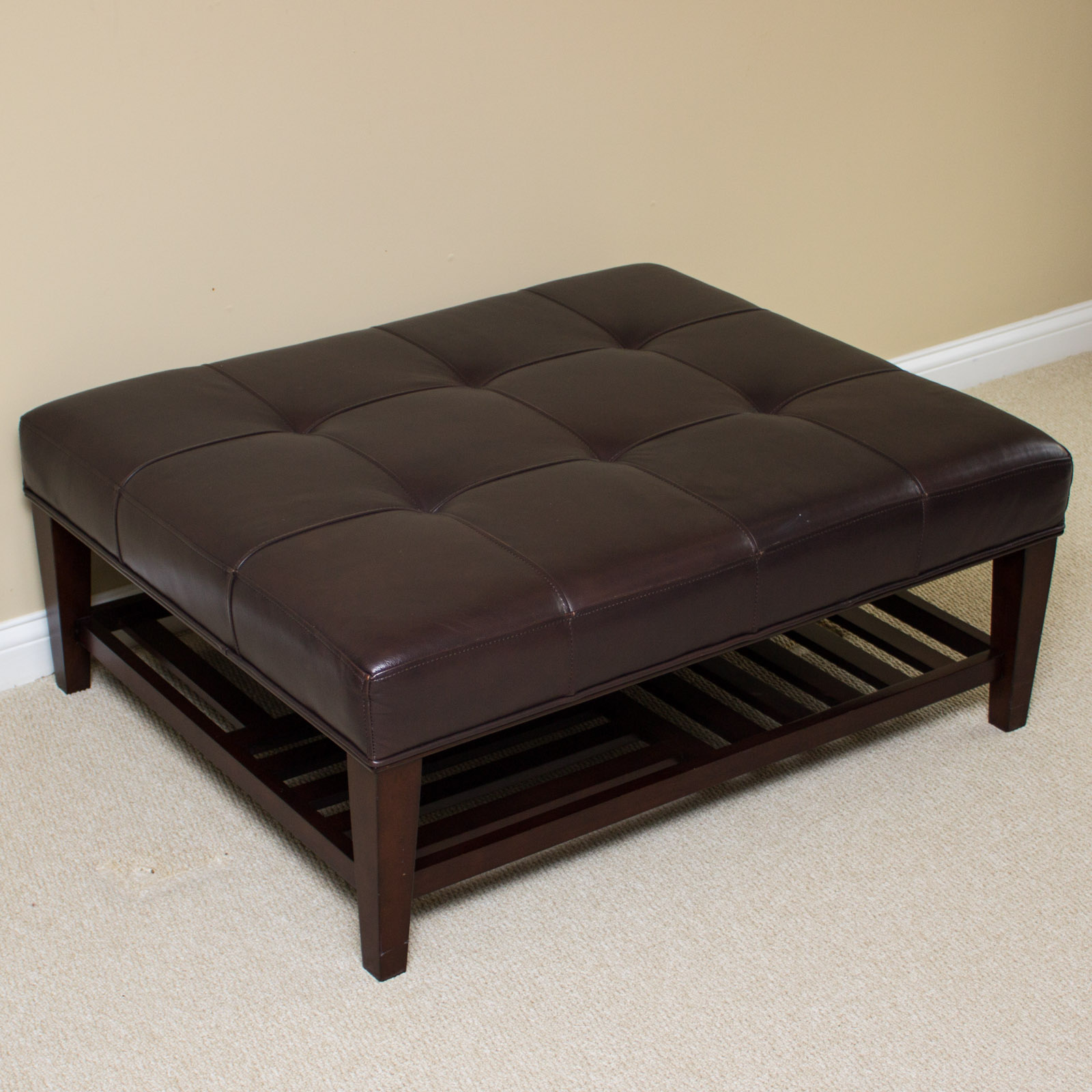 LaZBoy Brown Leather Ottoman
