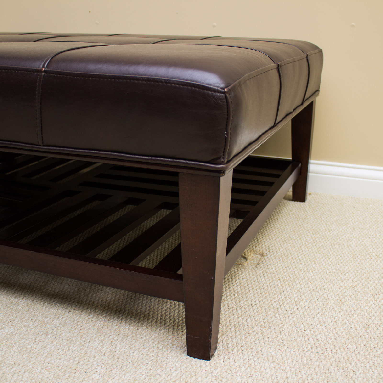LaZBoy Brown Leather Ottoman