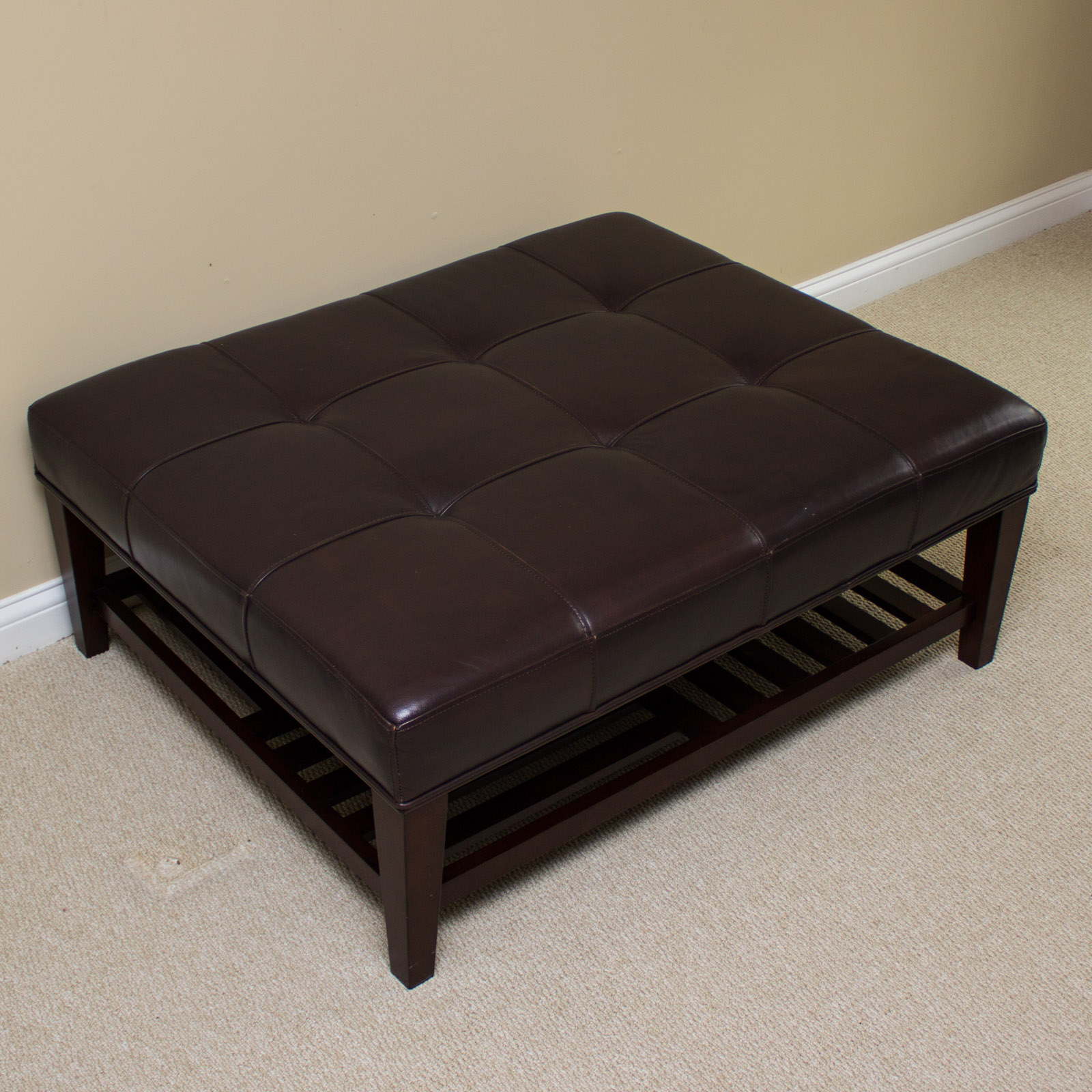 LaZBoy Brown Leather Ottoman