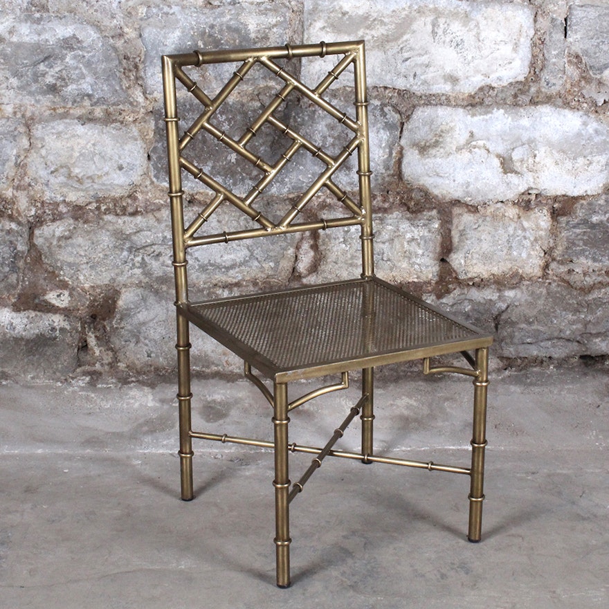 Metal Bamboo Textured Side Chair