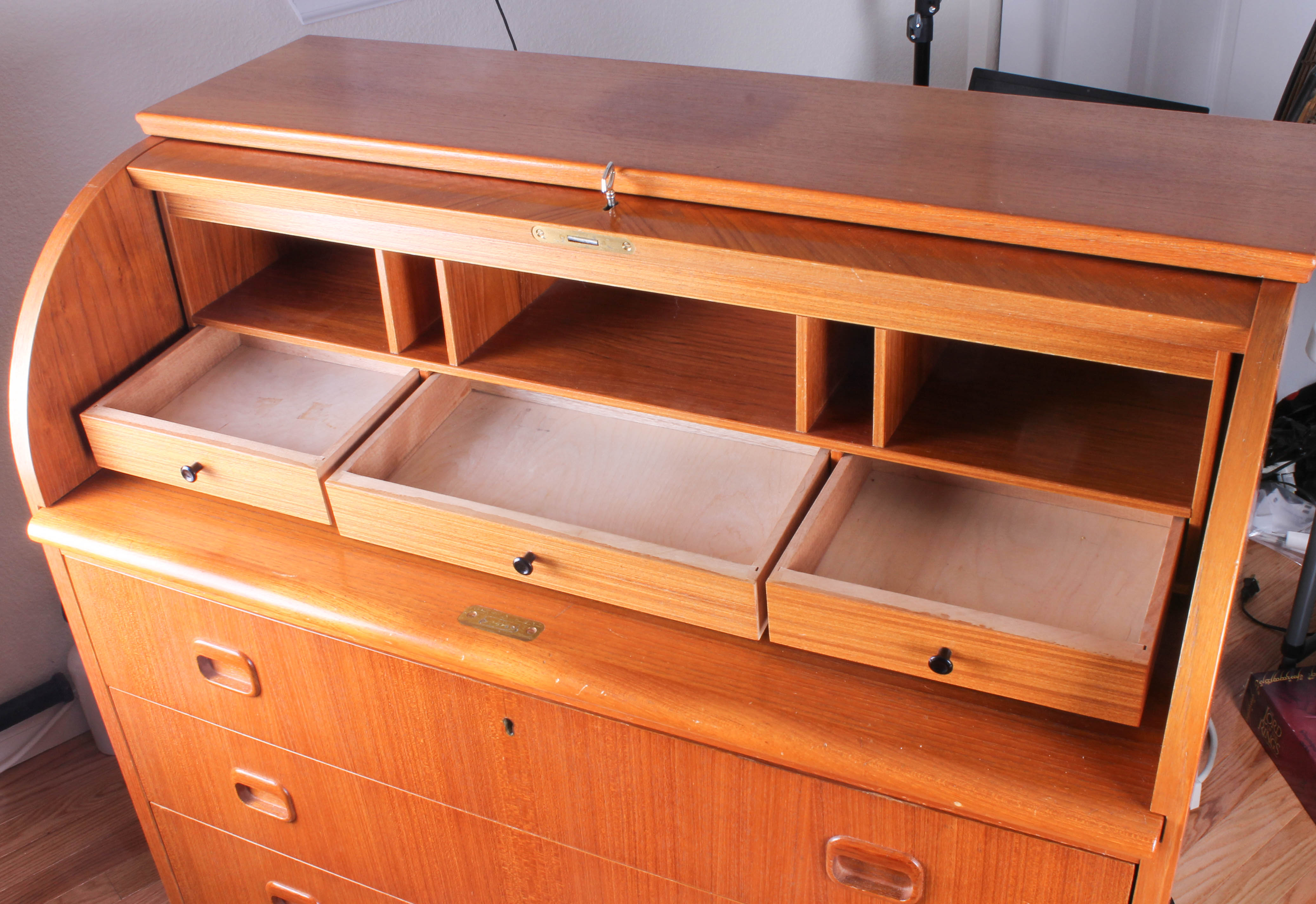 Danish Modern Roll Top Desk