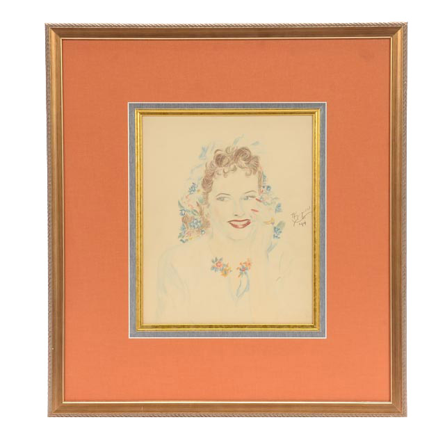 Nancy Sayner Original 1944 Colored Pencil Portrait