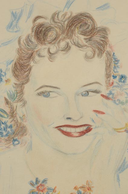 Nancy Sayner Original 1944 Colored Pencil Portrait
