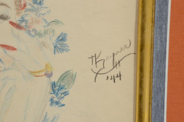 Nancy Sayner Original 1944 Colored Pencil Portrait