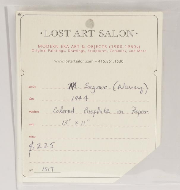 Nancy Sayner Original 1944 Colored Pencil Portrait