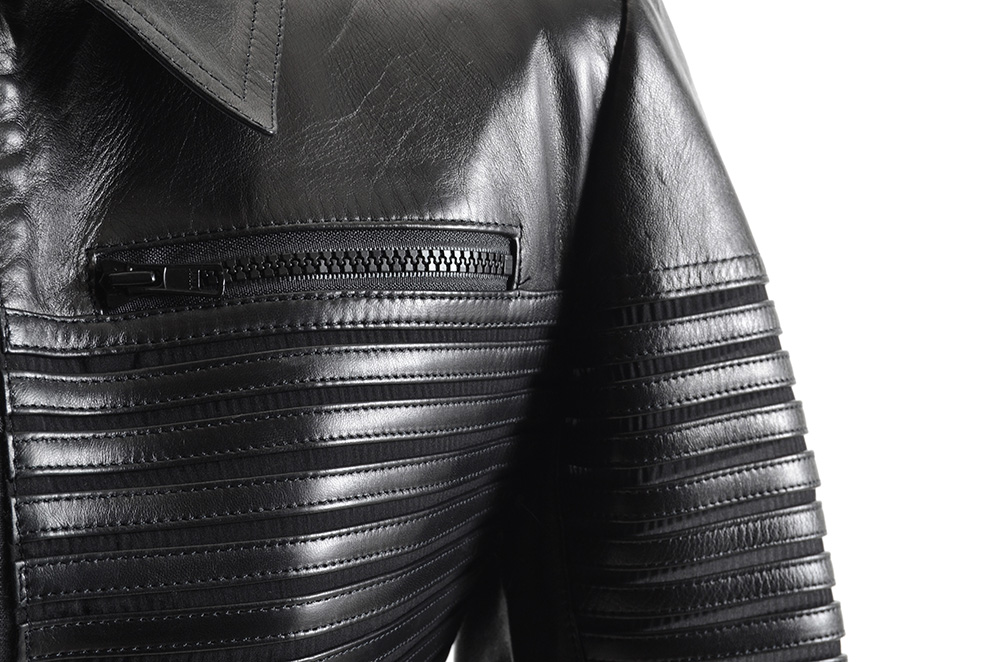 Jitrois of Paris Black Lambskin Leather Jacket with Matching Panel Skirt