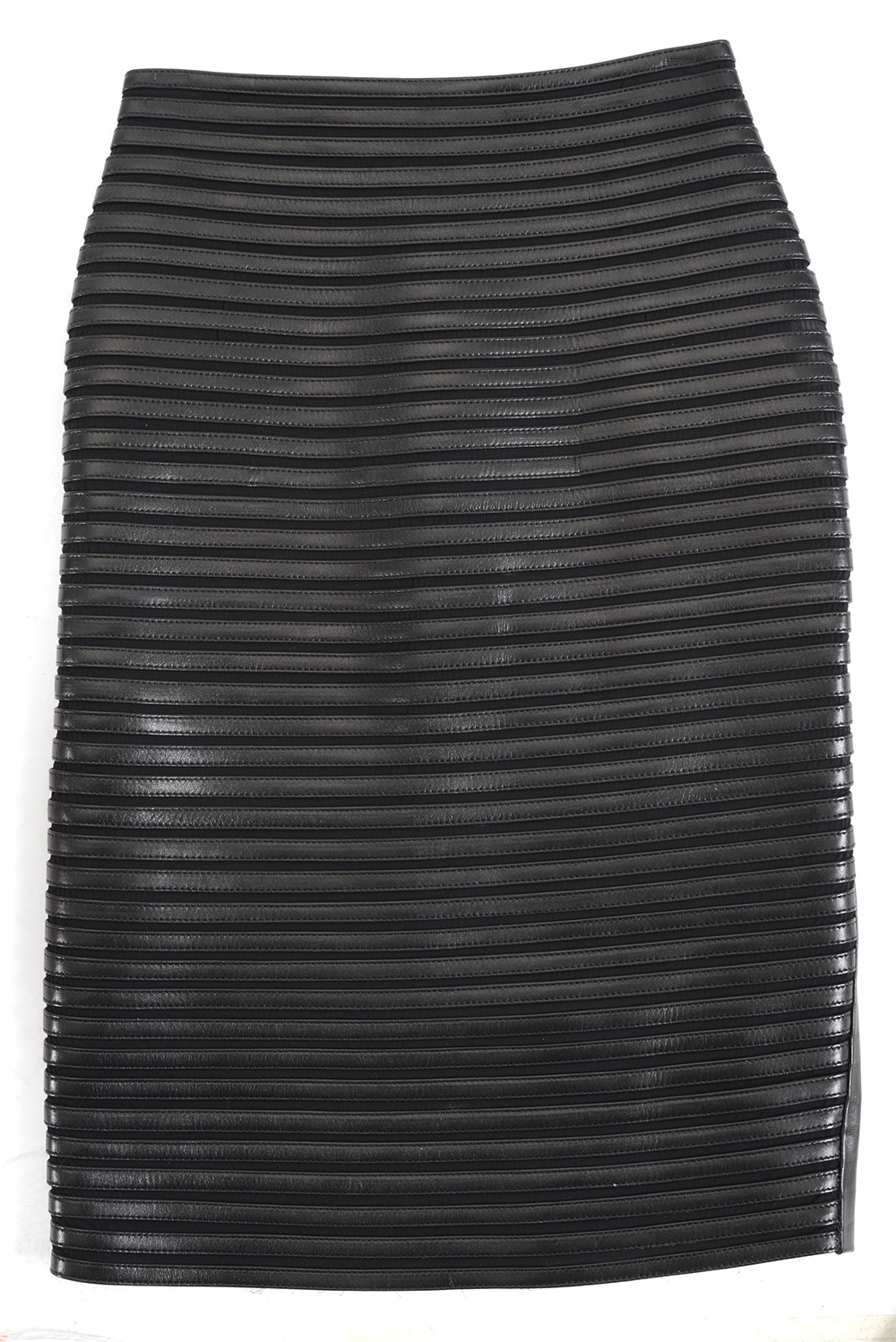 Jitrois of Paris Black Lambskin Leather Jacket with Matching Panel Skirt