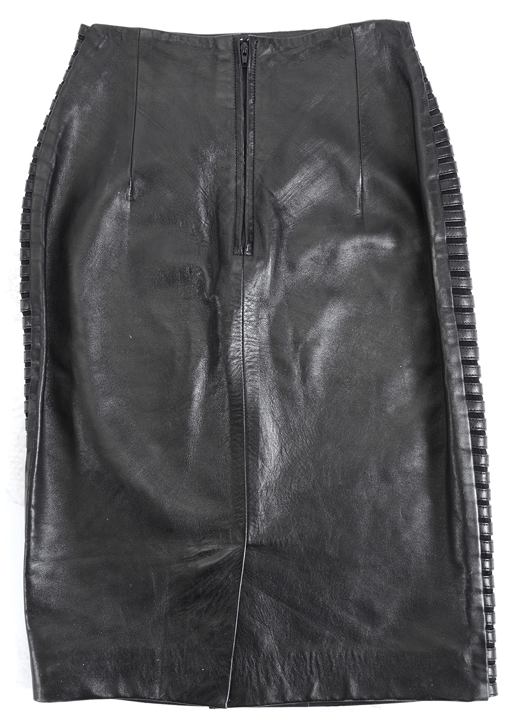 Jitrois of Paris Black Lambskin Leather Jacket with Matching Panel Skirt