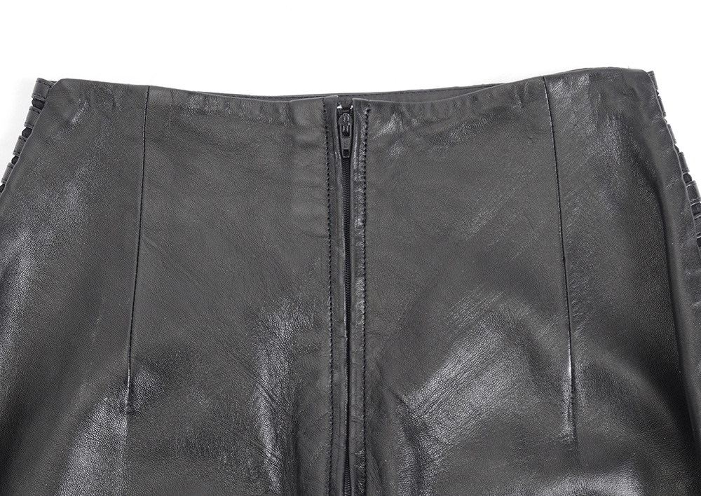 Jitrois of Paris Black Lambskin Leather Jacket with Matching Panel Skirt