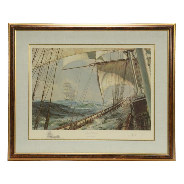 John Stobart Signed Artist's Proof 1972 Offset Lithograph with Graphite Remarque "Decks Awash"
