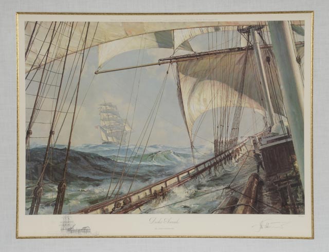 John Stobart Signed Artist's Proof 1972 Offset Lithograph with Graphite Remarque "Decks Awash"