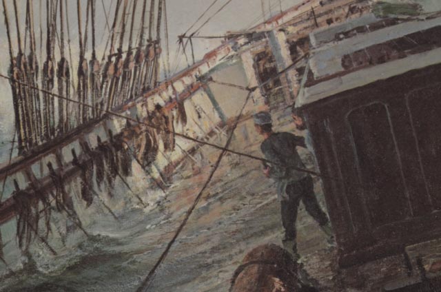 John Stobart Signed Artist's Proof 1972 Offset Lithograph with Graphite Remarque "Decks Awash"