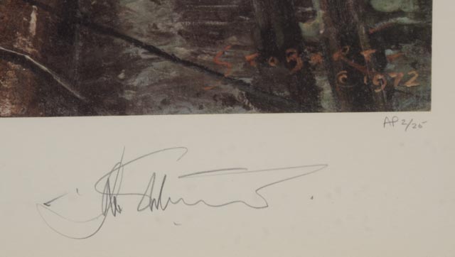 John Stobart Signed Artist's Proof 1972 Offset Lithograph with Graphite Remarque "Decks Awash"