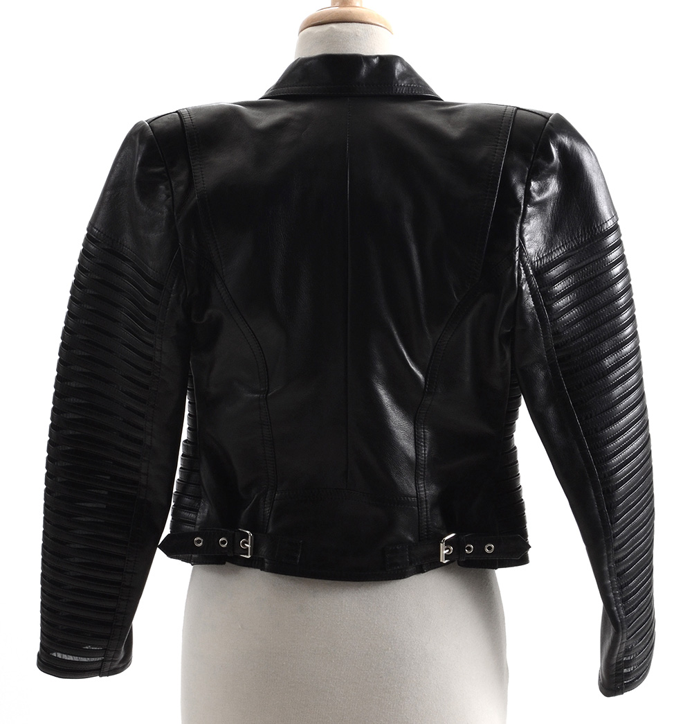 Jitrois of Paris Black Lambskin Leather Jacket with Matching Panel Skirt