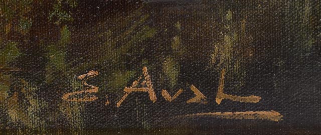 E. Aval Impressionist Landscape on Canvas