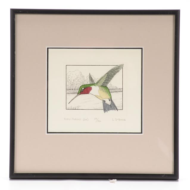 Pair of Lucius Dubose Hand-Colored Limited Edition Bird Etchings