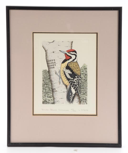 Pair of Lucius Dubose Hand-Colored Limited Edition Bird Etchings