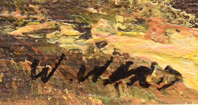 W. Ward Original Oil Landscape on Canvas Mounted to Card Stock