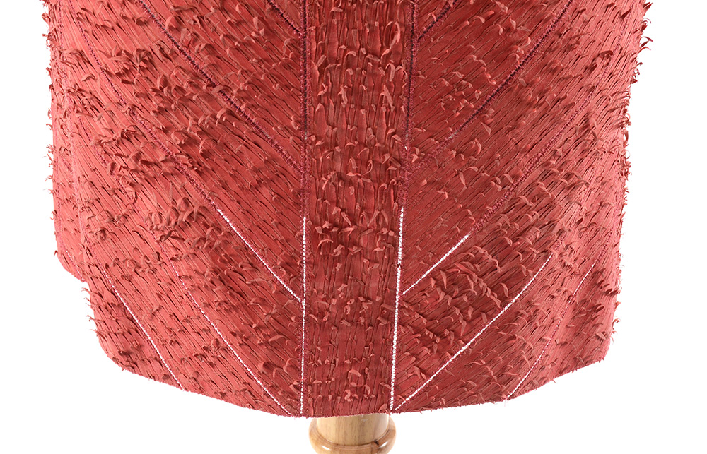 Fendi Suede Leather Hand Textured Knee-Length Coat in Coral