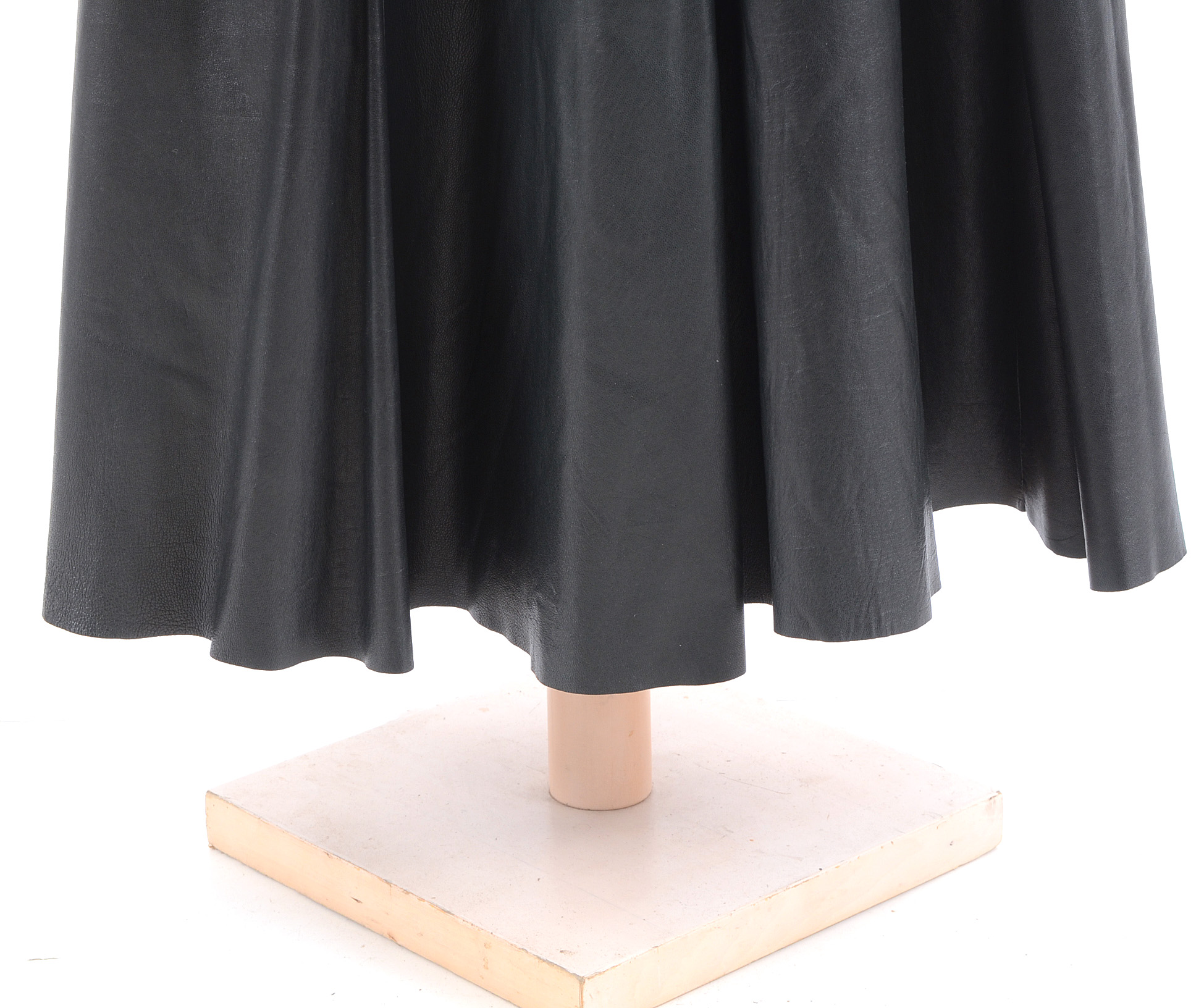 Saks Fifth Avenue Black Lambskin Leather Ankle-Length Skirt Worn at "Annie Get Your Gun" Rehearsal