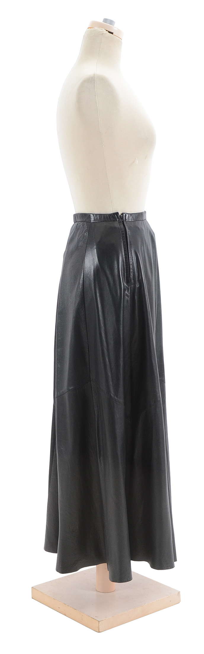 Saks Fifth Avenue Black Lambskin Leather Ankle-Length Skirt Worn at "Annie Get Your Gun" Rehearsal