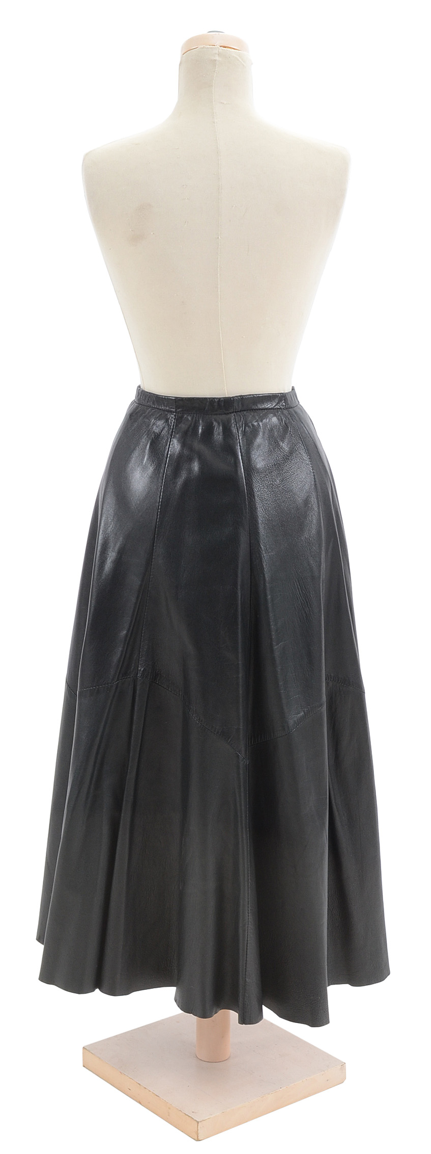 Saks Fifth Avenue Black Lambskin Leather Ankle-Length Skirt Worn at "Annie Get Your Gun" Rehearsal