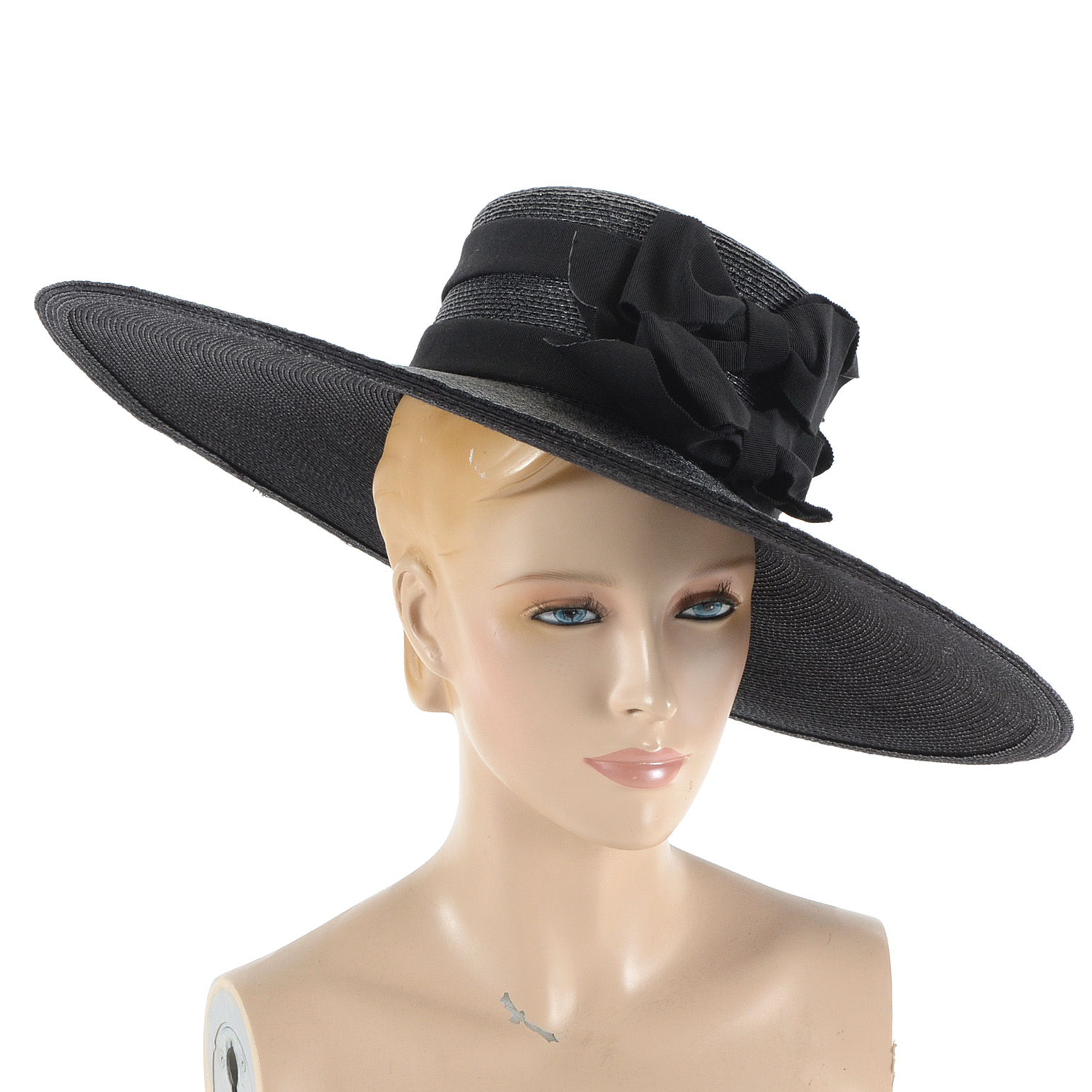 Tracey Tooker of New York Black Cellophane Kentucky Derby Hat
