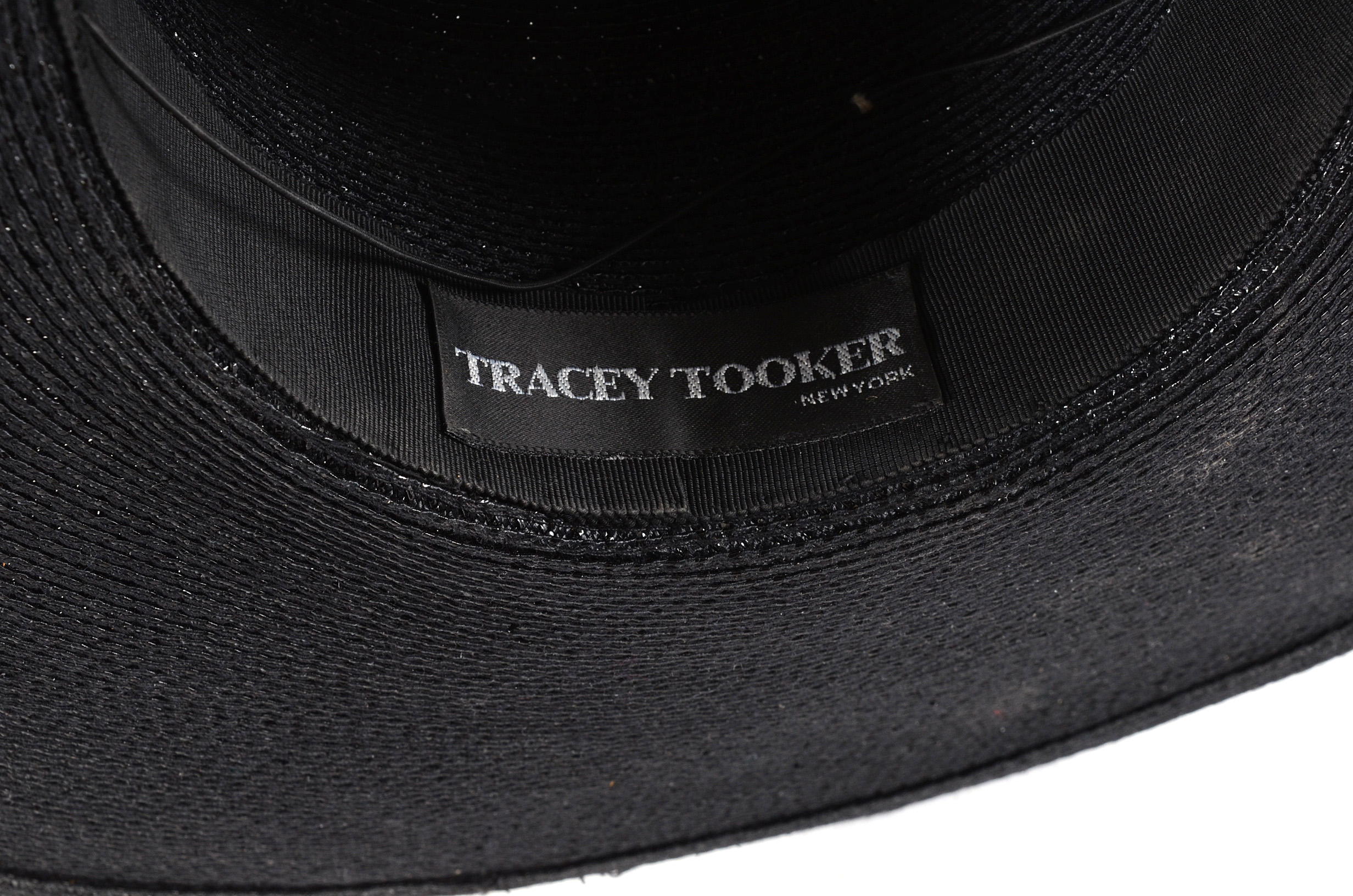 Tracey Tooker of New York Black Cellophane Kentucky Derby Hat