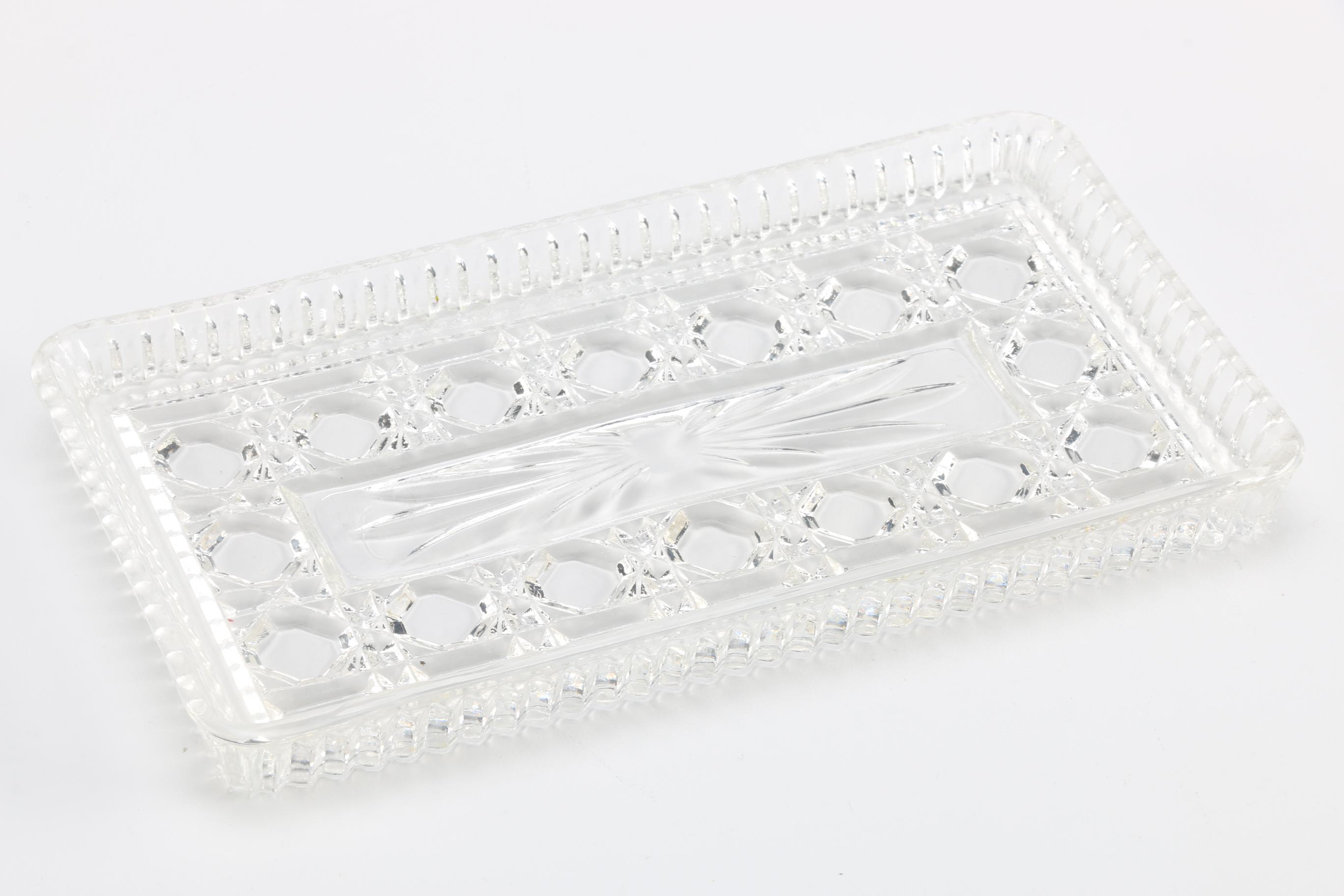 Wedgewood and Waterford Perfume Bottles with Crystal Tray