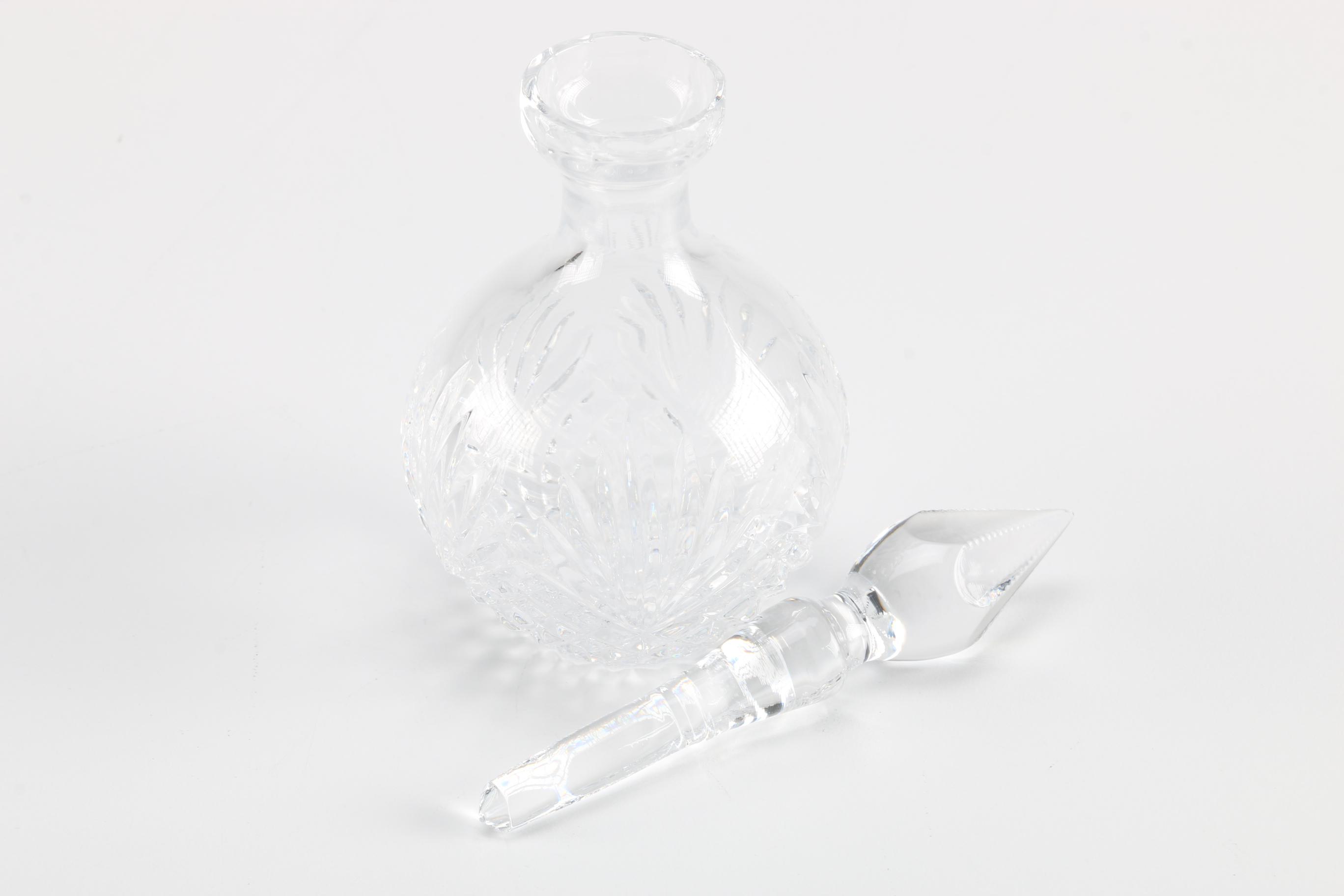 Wedgewood and Waterford Perfume Bottles with Crystal Tray