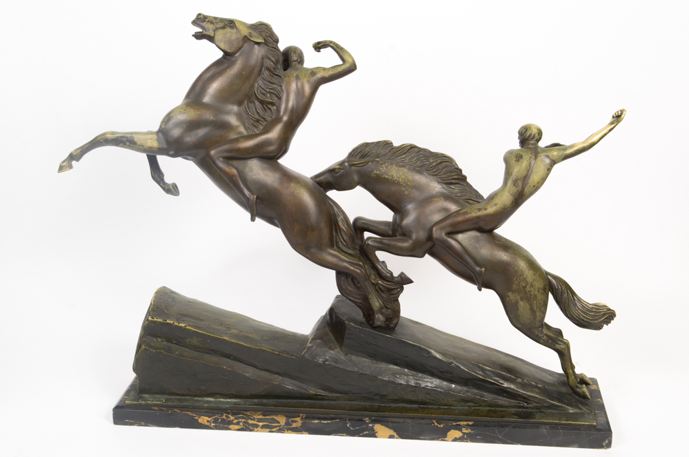 Armand Lemo Bronze Sculpture "Chasseurs à Cheval"