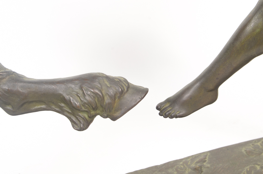 Maurice Guiraud-Rivière Bronze Sculpture "Dancing Nymph & Satyr"