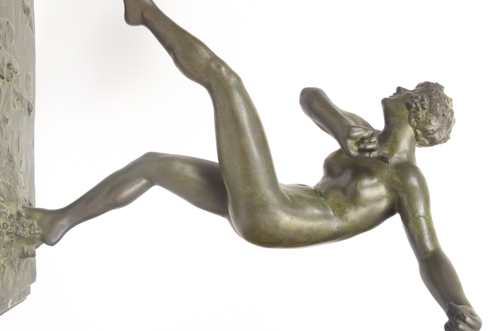 Maurice Guiraud-Rivière Bronze Sculpture "Dancing Nymph & Satyr"