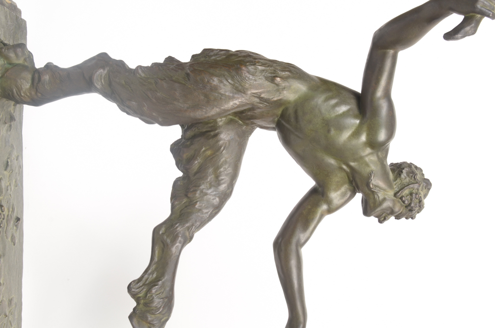 Maurice Guiraud-Rivière Bronze Sculpture "Dancing Nymph & Satyr"
