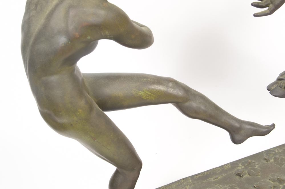 Maurice Guiraud-Rivière Bronze Sculpture "Dancing Nymph & Satyr"