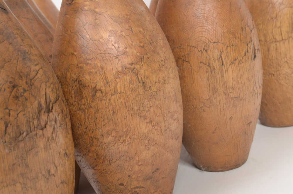 Early 20th Century Wood Bowling Ball and Pins