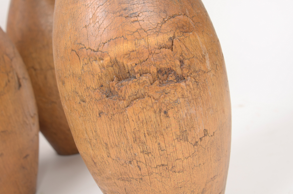 Early 20th Century Wood Bowling Ball and Pins
