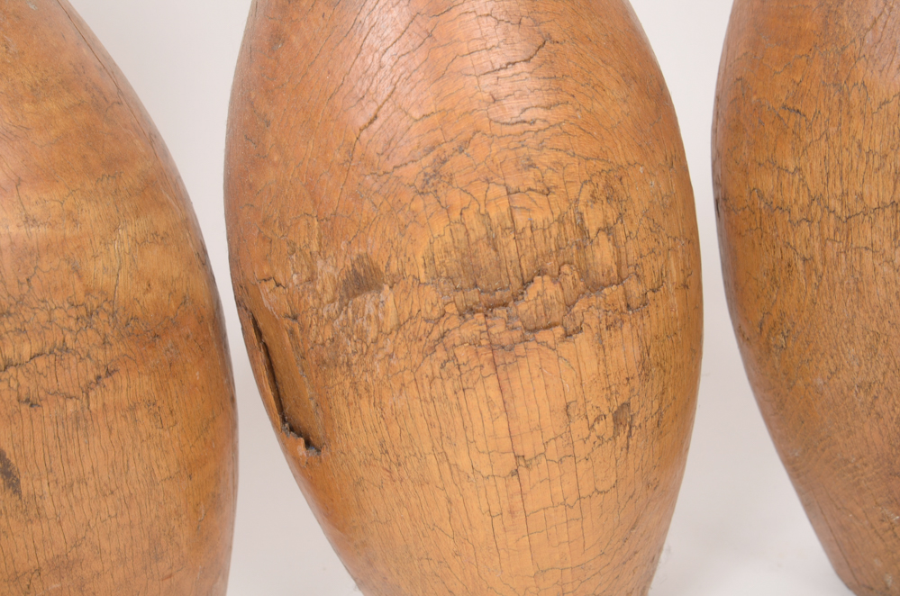 Early 20th Century Wood Bowling Ball and Pins