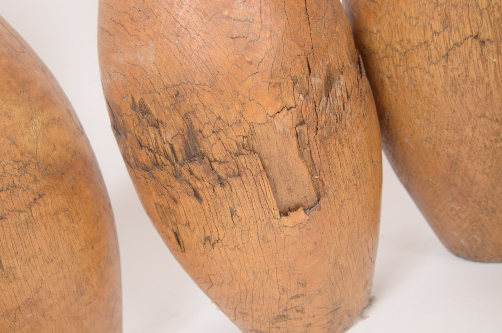 Early 20th Century Wood Bowling Ball and Pins