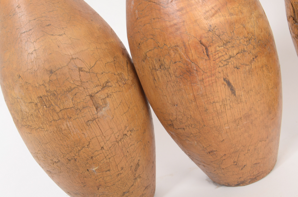 Early 20th Century Wood Bowling Ball and Pins